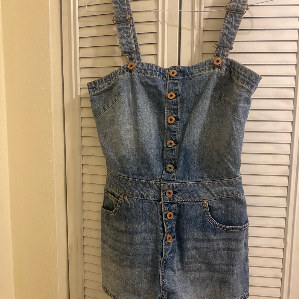 Denim Button-Up Romper